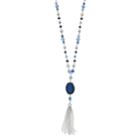 Blue Beaded & Tasseled Necklace, Women's