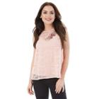 Juniors' Iz Byer California Applique Lace Top, Teens, Size: Medium, Med Pink