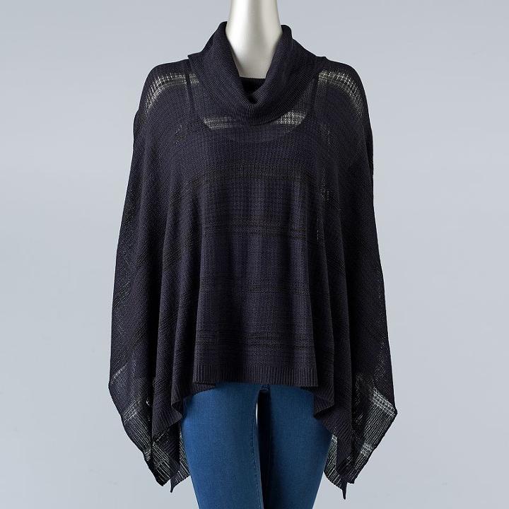 Women's Simply Vera Vera Wang Draped Poncho Sweater, Size: Xs, Grey Other