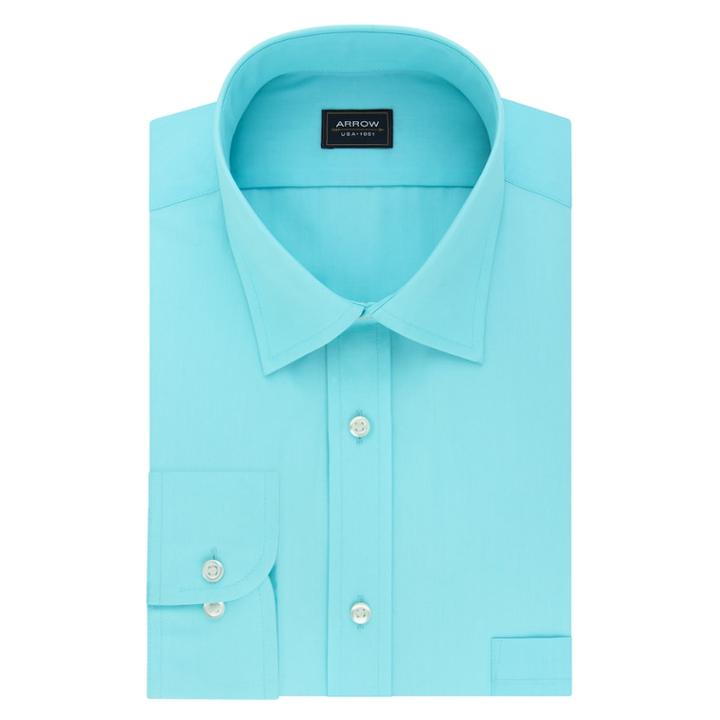 Men's Arrow Slim-fit Poplin Wrinkle-free Dress Shirt, Size: Xl-32/33, Blue Willow