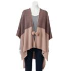 Lc Lauren Conrad Marled Pom-pom Ruana, Women's, Brown Over