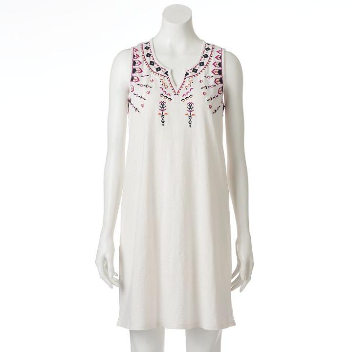 Women's Sonoma Goods For Life&trade; Embroidered Tank Dress, Size: Medium, Dark Pink