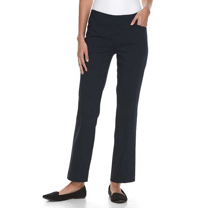 Petite Apt. 9&reg; Millennium Straight-leg Pants, Women's, Size: 6 Petite, Blue (navy)