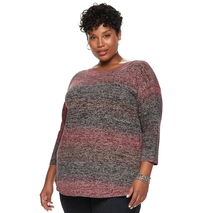 Plus Size Napa Valley Curved Hem Sweater, Women's, Size: 3xl, Med Purple