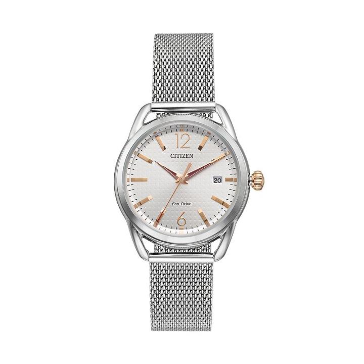 Drive From Citizen Eco-drive Women's Ltr Stainless Steel Mesh Watch - Fe6081-51a, Grey