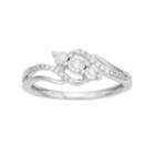 Sterling Silver 1/10 Carat T.w. Diamond 3-stone Swirl Ring, Size: 7, White