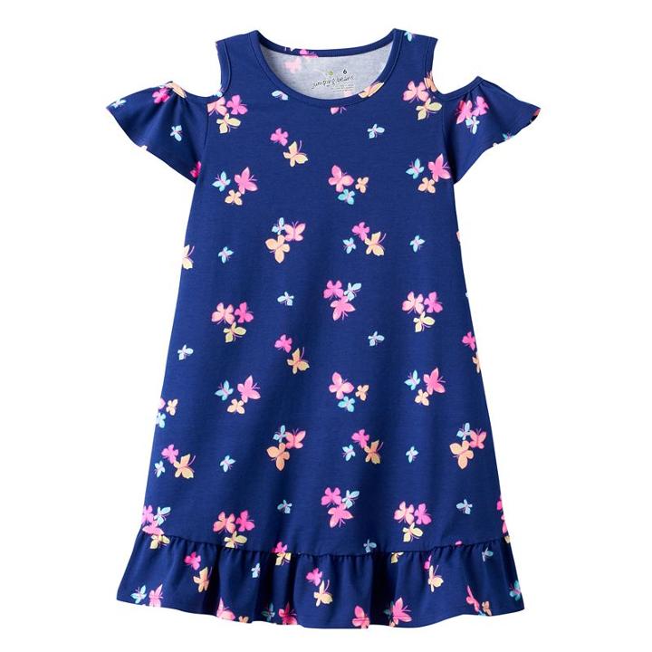 Girls 4-10 Jumping Beans&reg; Ruffled Cold-shoulder Dress, Girl's, Size: 7, Purple