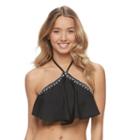 Mix And Match High-neck Flounce Bikini Top, Size: Large, Black