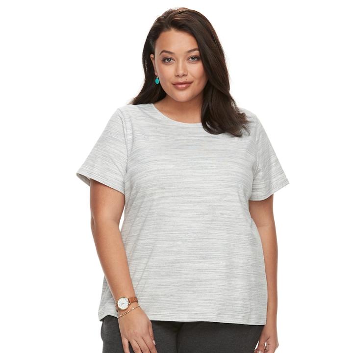 Plus Size Croft & Barrow&reg; Essential Crewneck Tee, Women's, Size: 1xl, Grey (charcoal)