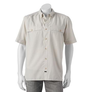 Men's American Outdoors Castmaster Button-down Fishing Shirt, Size: Large, Lt Beige