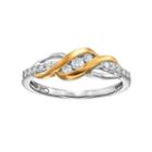 1/4 Carat T.w. Diamond 14k Gold Over Silver & Sterling Silver Swirl Ring, Women's, Size: 7, White