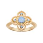 14k Gold Plated Blue Crystal Flower Ring, Women's, Size: 8