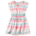 Girls 4-8 Carter's Pom-pom Trim Striped Woven Dress, Size: 5, Blue (wash)