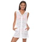 Women's Apt. 9&reg; Hooded Lace Cover-up, Size: Medium, White