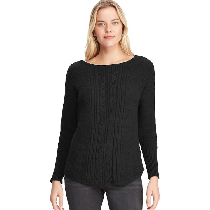 Women's Chaps Textured Cable-knit Sweater, Size: Xl, Black