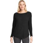 Women's Chaps Textured Cable-knit Sweater, Size: Xl, Black