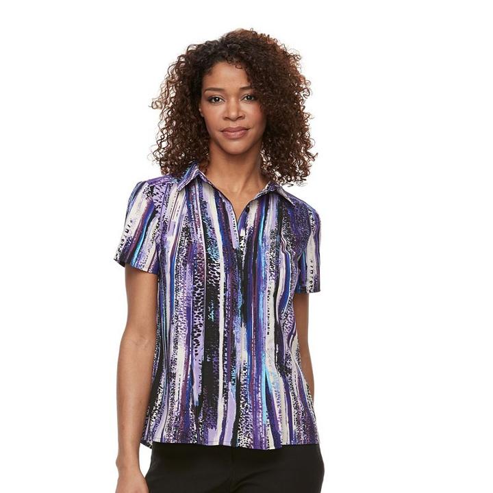 Women's Dana Buchman Pleated Blouse, Size: Small, Lt Purple