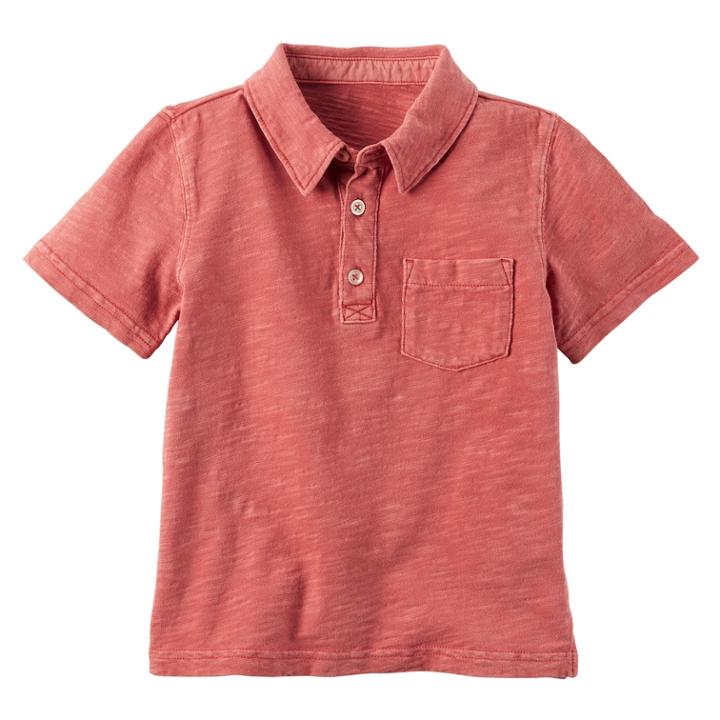 Boys 4-8 Carter's Slubbed Polo, Size: 4, Red