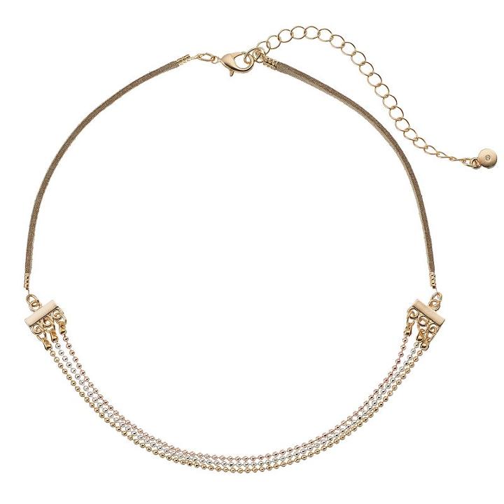 Lc Lauren Conrad Ball Chain Multi Strand Choker Necklace, Women's, Lt Brown