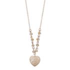 Lc Lauren Conrad Beaded Filigree Heart Necklace, Women's, White
