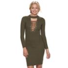 Juniors' Almost Famous Lace-up Sweater Dress, Teens, Size: Medium, Brt Green