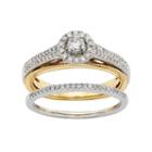 Diamond Halo Engagement Ring Set In 10k Yellow And White Gold (1/2 Carat T.w.), Women's, Size: 9