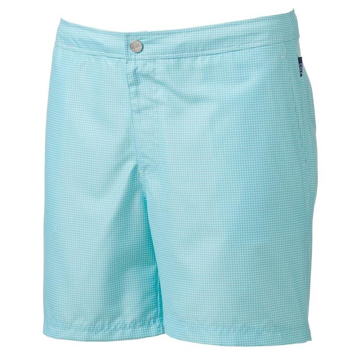 Men's Cole Slim-fit Gingham Swim Trunks, Size: 38, Green