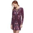 Juniors' About A Girl Print Lace-up Swing Dress, Size: Small, Purple