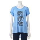 Juniors' Stacked Elephants High-low Graphic Tee, Girl's, Size: Xs, Brt Blue