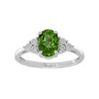 Sterling Silver Lab-created Emerald & Diamond Accent Oval Oval Ring, Women's, Size: 8, Green