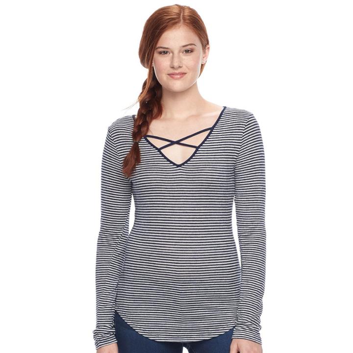 Juniors' So&reg; Cross Front Top, Teens, Size: Small, Blue