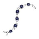 Logoart Texas Rangers Legend Silver Tone Blue Glass Logo Charm Bracelet, Women's, Size: 7.5, Grey