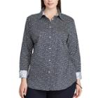 Plus Size Chaps Non-iron Cotton Button-down Shirt, Women's, Size: 2xl, Blue