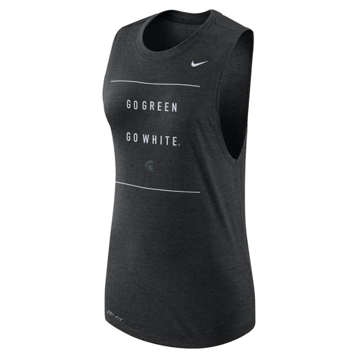 Women's Nike Michigan State Spartans Dri-fit Muscle Tank Top, Size: Xxl, Black