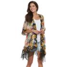 Women's Mixed Floral Print Kimono, White