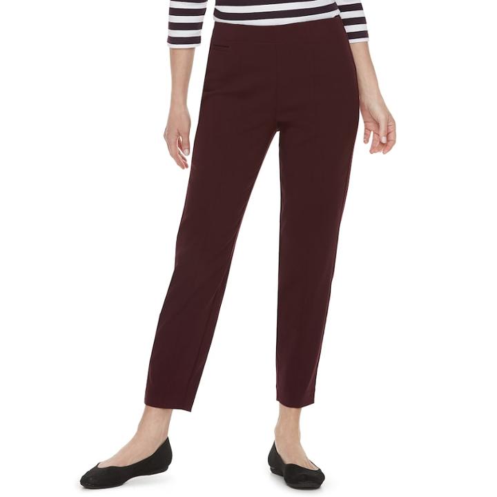 Women's Croft & Barrow&reg; Polished Pull-on Ankle Pants, Size: 10, Drk Purple