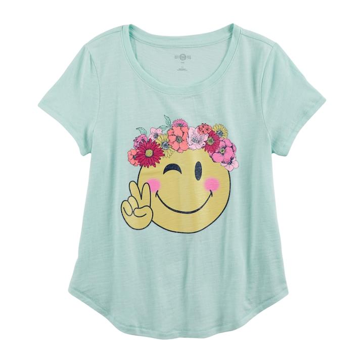 Girls 7-16 & Plus Size So&reg; Curve Hem Shiny Graphic Tee, Size: 16, Light Blue