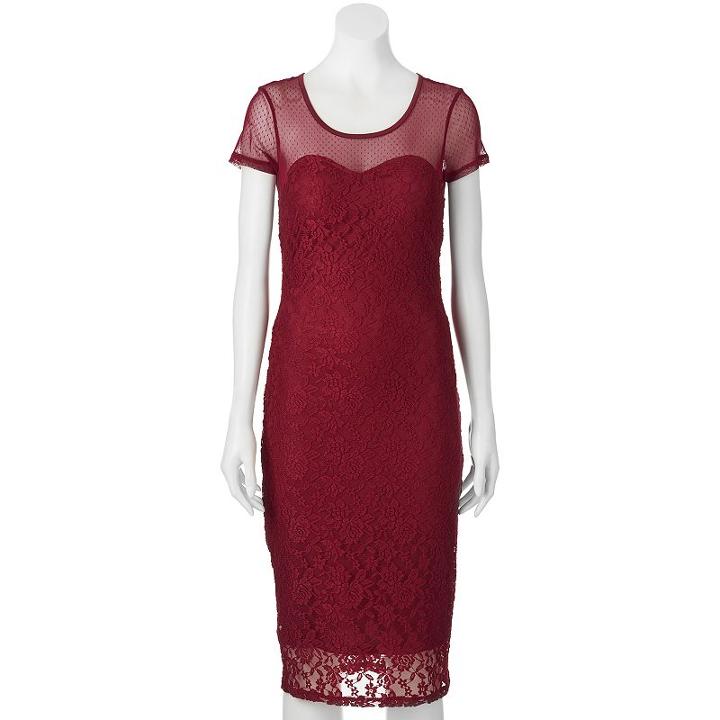 Juniors' Almost Famous Illusion Lace Midi Dress, Teens, Size: Small, Purple Oth