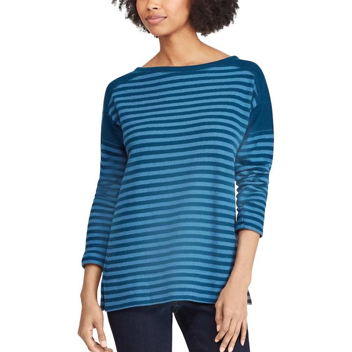 Women's Chaps Striped Crewneck Tee, Size: Medium, Blue (navy)