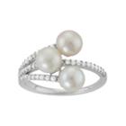 Sterling Silver Freshwater Cultured Pearl & Cubic Zirconia Ring, Women's, Size: 9, White