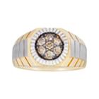 Men's 10k Gold 1/2 Carat T.w. Champagne Diamond Cluster Ring, Size: 9, Brown