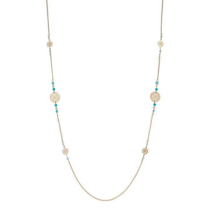 Lc Lauren Conrad Filigree Flower & Teal Bead Long Station Necklace, Women's, Green