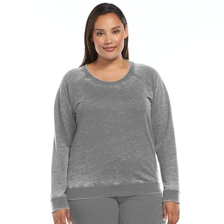 Plus Size Ten To Zen Burnout French Terry Lounge Sweatshirt, Women's, Size: 1xl, Grey Other
