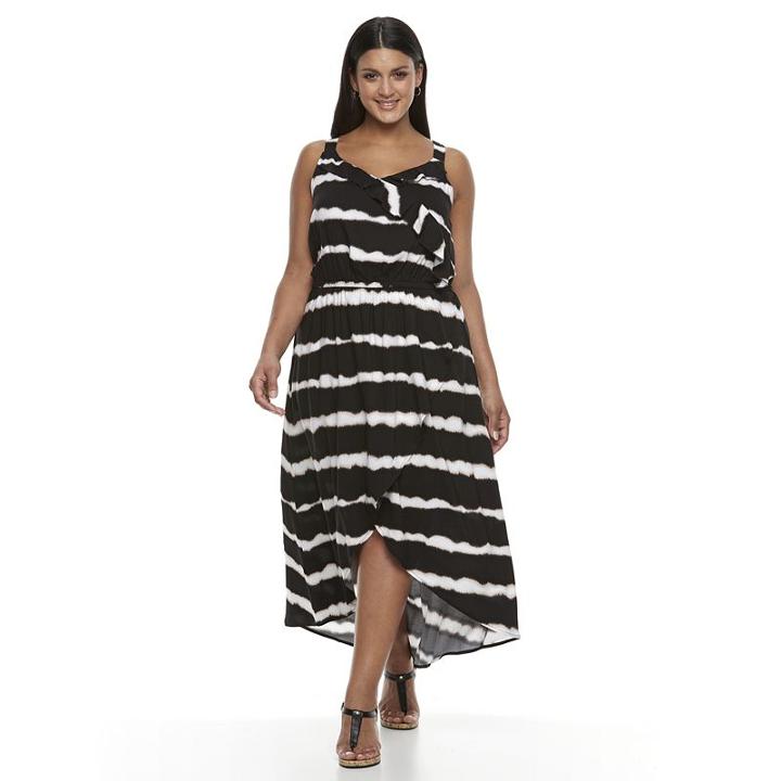 Plus Size Design 365 Tie-dye Faux-wrap Dress, Women's, Size: 1xl, Oxford