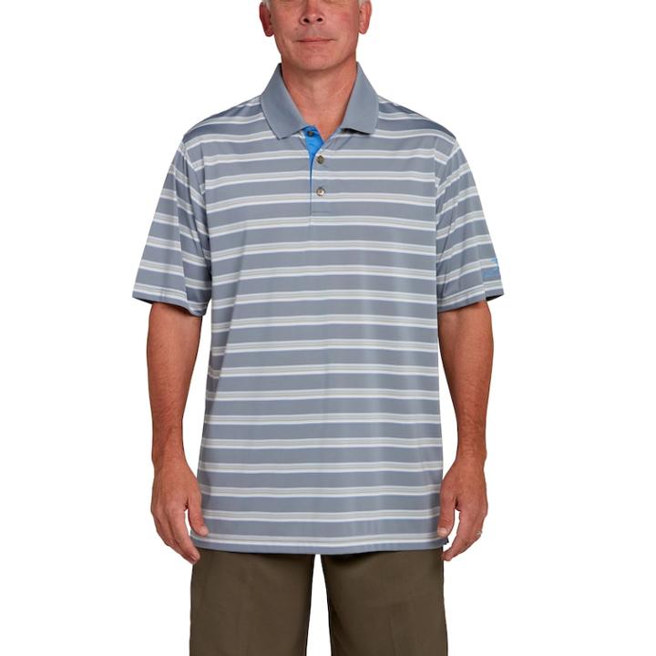 Men's Pebble Beach Classic-fit Striped Performance Golf Polo, Size: Xl, Med Grey