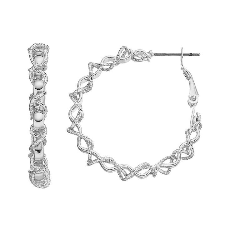 Lc Lauren Conrad Wrapped Hoop Earrings, Women's, Silver