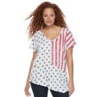 Rock & Republic, Plus Size &reg; American Flag Doman Tee, Women's, Size: 2xl, White