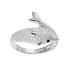 Sophie Miller Sterling Silver Cubic Zirconia Dolphin Ring, Women's, Size: 7, Black