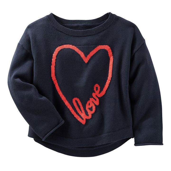 Girls 4-8 Oshkosh B'gosh&reg; Love Heart Knit Sweater, Girl's, Size: 4, Blue