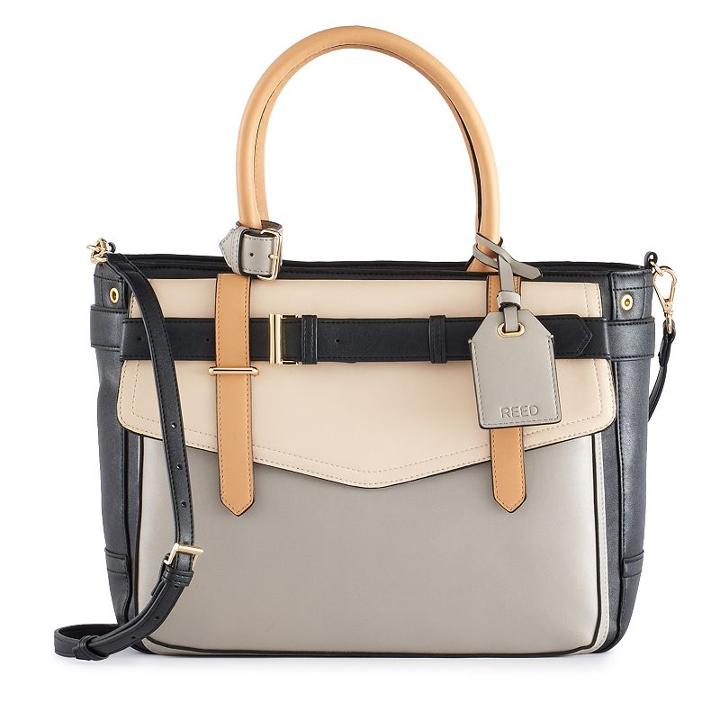 Reed Boxer Belted Large Satchel, Women's, Dark Grey